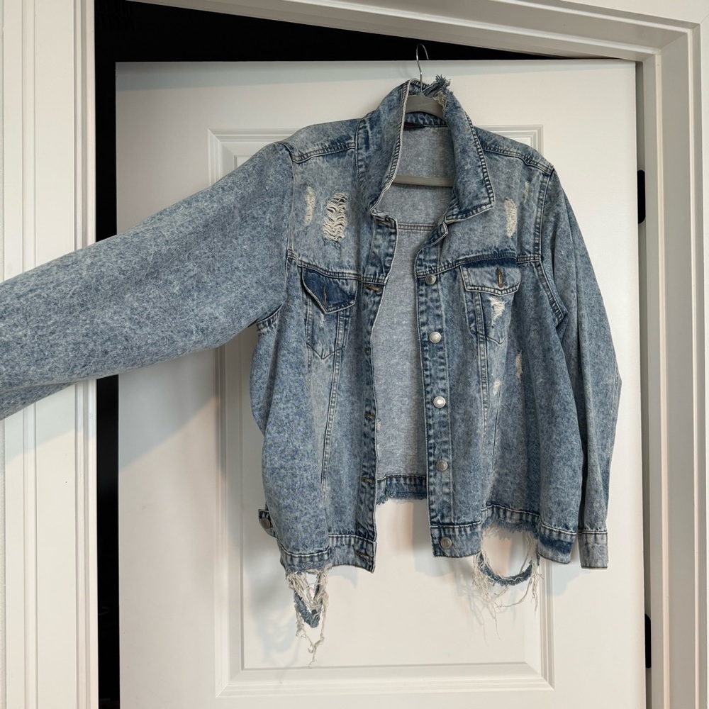 Oversized Distressed Denim Jacket (S/M/L)